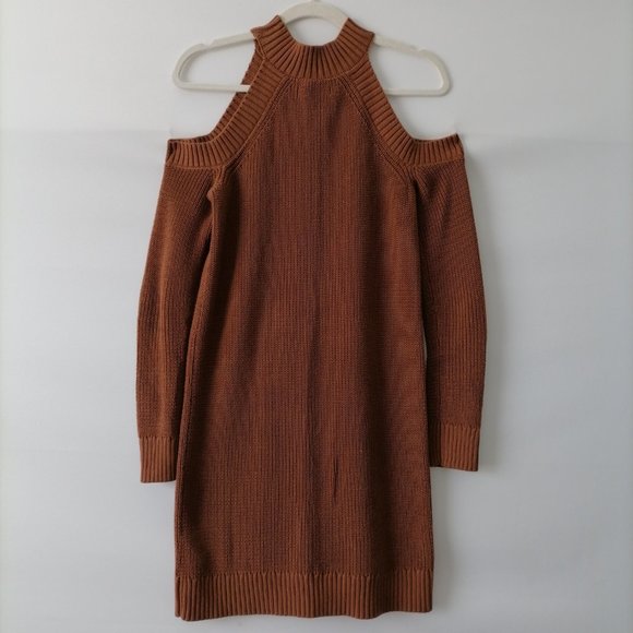 Abercrombie & Fitch Womens Brown Cold Shoulder Sleeve Knit Sweater Dress Size M - Picture 5 of 8